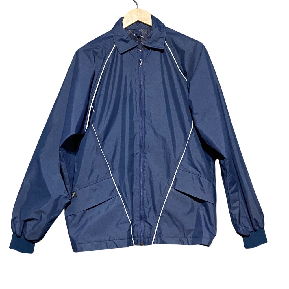 ProQuip Vintage Gore-Tex Golf Rain Jacket Navy Blue White Piping Men's Large